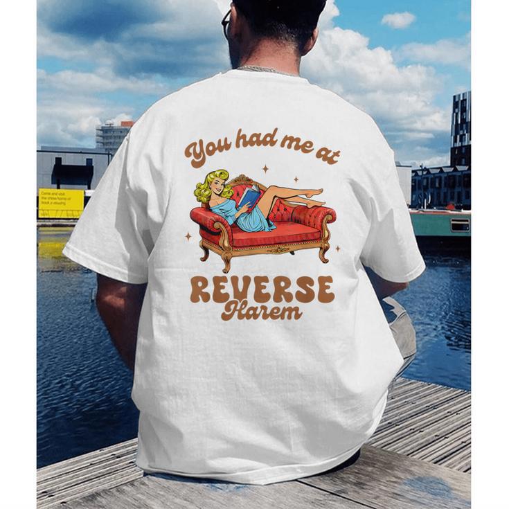 Smut Reader You Had Me At Reverse Harem Spicy Grey Book Men's Back Print T-Shirt