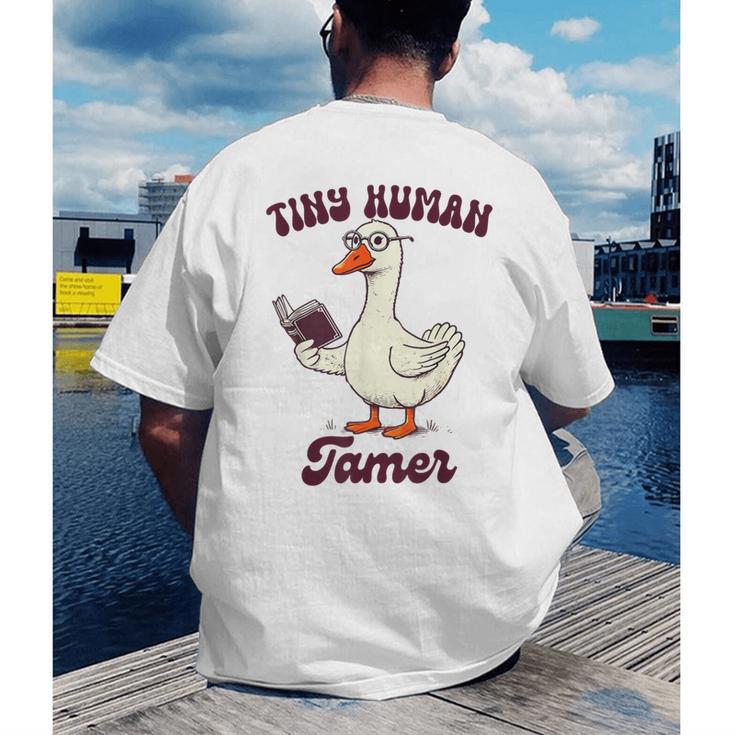 Teacher Silly Goose Reading Book Teaching Tiny Human Tamer Men's Back Print T-Shirt