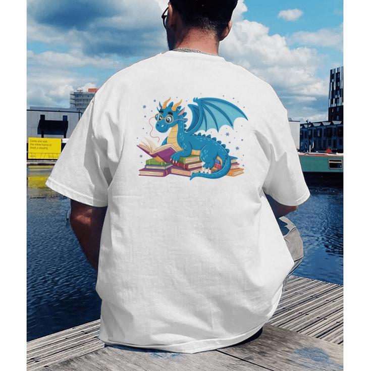 In A World Full Of Bookworms Be A Book Dragon Men's Back Print T-Shirt In A World Full Of Bookworms Be A Book Dragon Men's Back Print T-Shirt