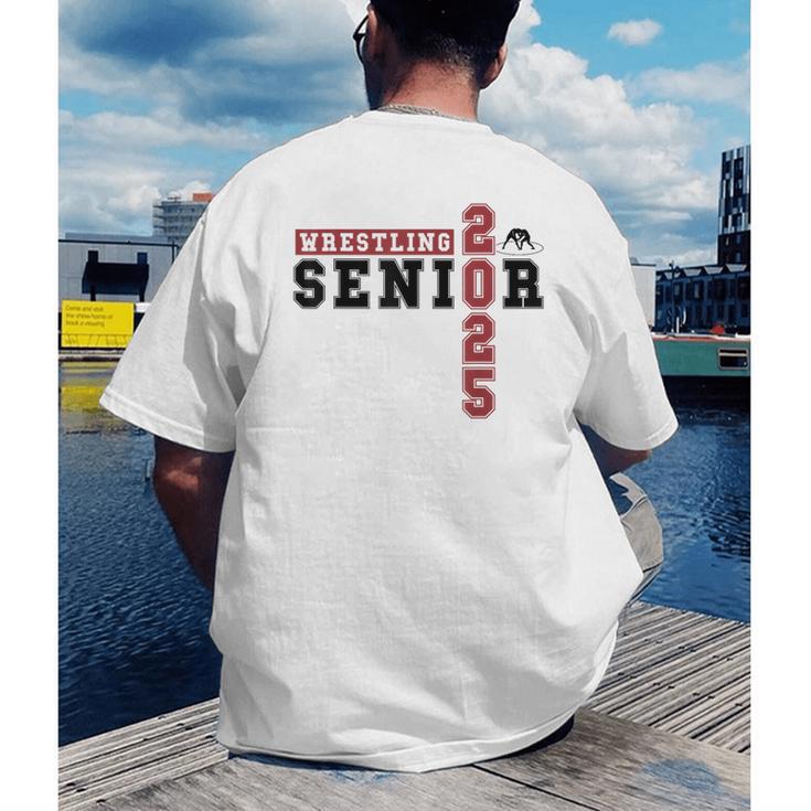 Wrestling Senior Night Wrestling Senior 2025 Graduation 70 Men's Back Print T-Shirt