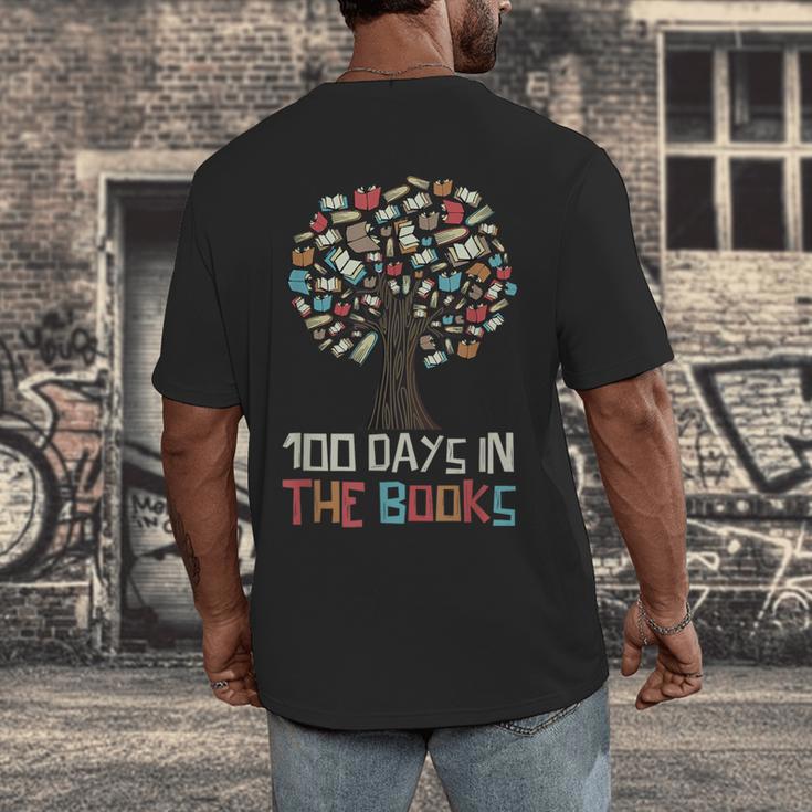 100 Days In The Books Tree Reading Teacher Student 100th Day Men's Back Print T-Shirt 100 Days In The Books Tree Reading Teacher Student 100th Day Men's Back Print T-Shirt