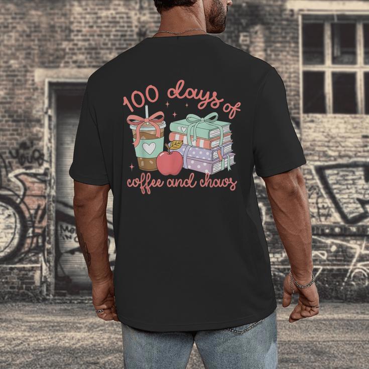 100 Days Of Coffee And Chaos Coquette Bow Book Apple Men's Back Print T-Shirt 100 Days Of Coffee And Chaos Coquette Bow Book Apple Men's Back Print T-Shirt