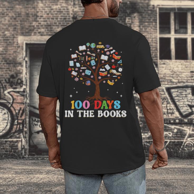 100 Days Of School 100th Day In The Books Reading Teacher Men's Back Print T-Shirt 100 Days Of School 100th Day In The Books Reading Teacher Men's Back Print T-Shirt