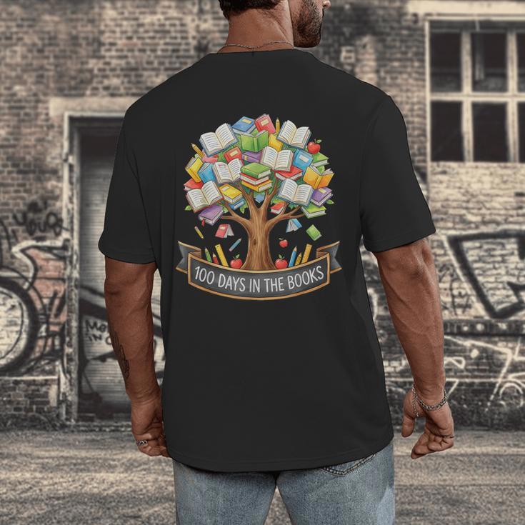 100 Days Of School In The Books Librarian Reading Teacher Men's Back Print T-Shirt