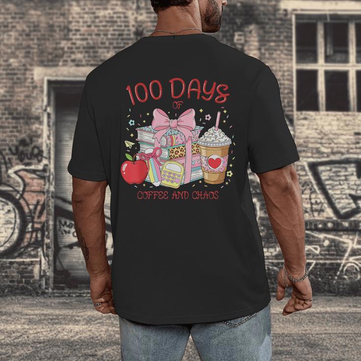 100th Day Of School Teachers 100 Days Of Coffee Chaos Books Men's Back Print T-Shirt