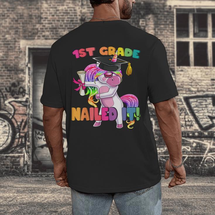 1st Grade Nailed It Flossing Unicorn Graduation Shirt Men's Back Print T-Shirt