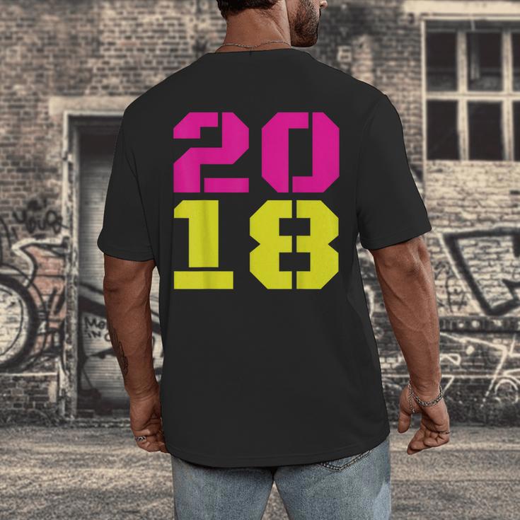 2018 Big Neon Numbers For The New Year Or Graduation Men's Back Print T-Shirt