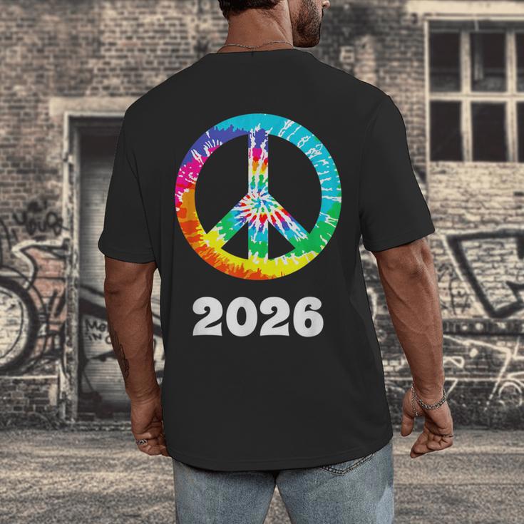 2026 Graduation Class Year Tie Dye Peace Sign Graduate Shirt Men's Back Print T-Shirt