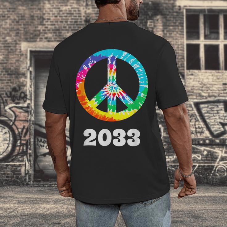 2033 Graduation Class Year Tie Dye Peace Sign Men's Back Print T-Shirt