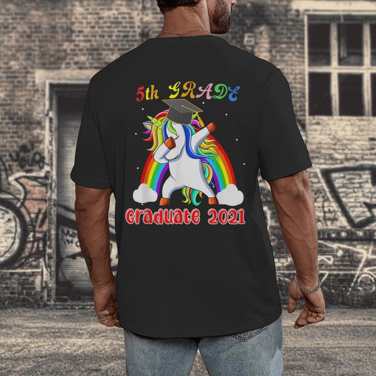 5th Grade Graduate Class 2021 Dabbing Unicorn Graduation Men's Back Print T-Shirt