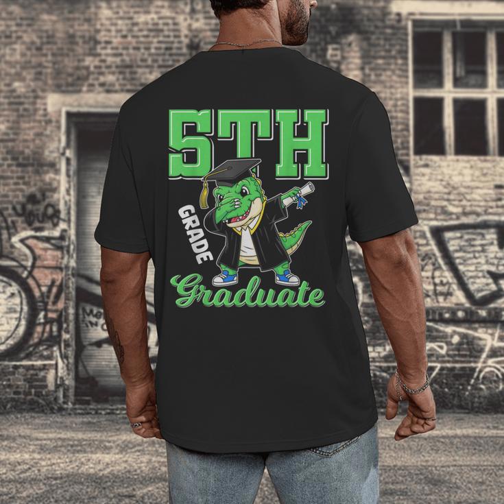 5th Grade Graduate Dinosaur Dab Graduation School Men's Back Print T-Shirt