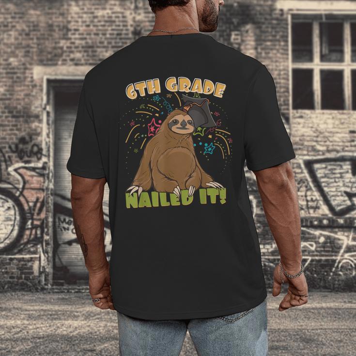 6th Grade Graduation Sloth Nailed It Class Of 2025 Men's Back Print T-Shirt