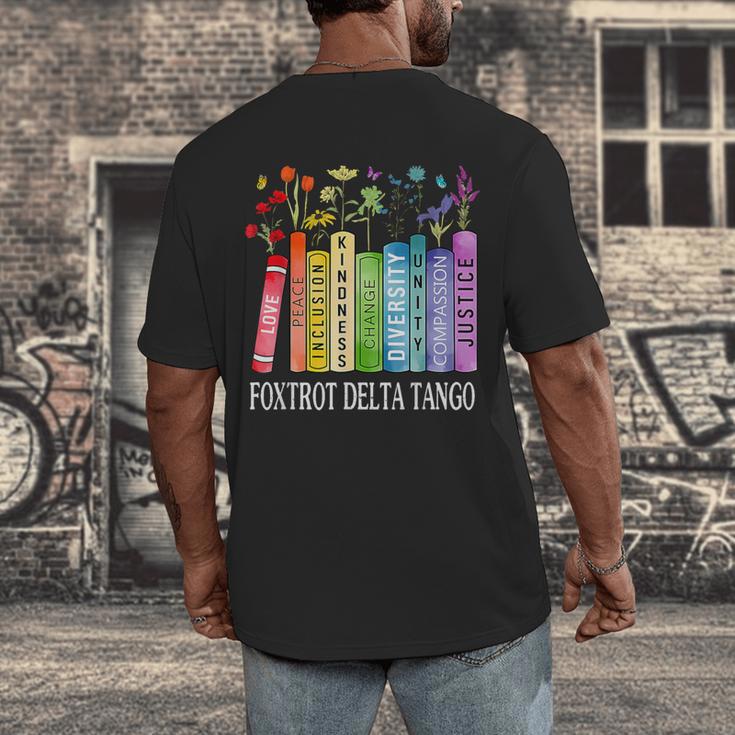 8647 Foxtrots Tangos Deltas Book Flower Resist Book Lovers Men's Back Print T-Shirt