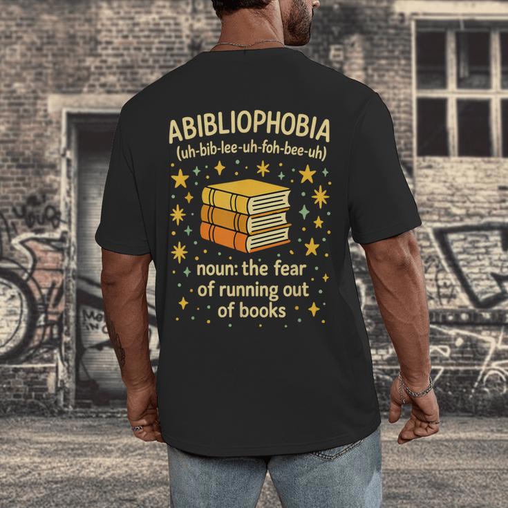 Abibliophobia Book Lover Reading Humor Graphic Men's Back Print T-Shirt