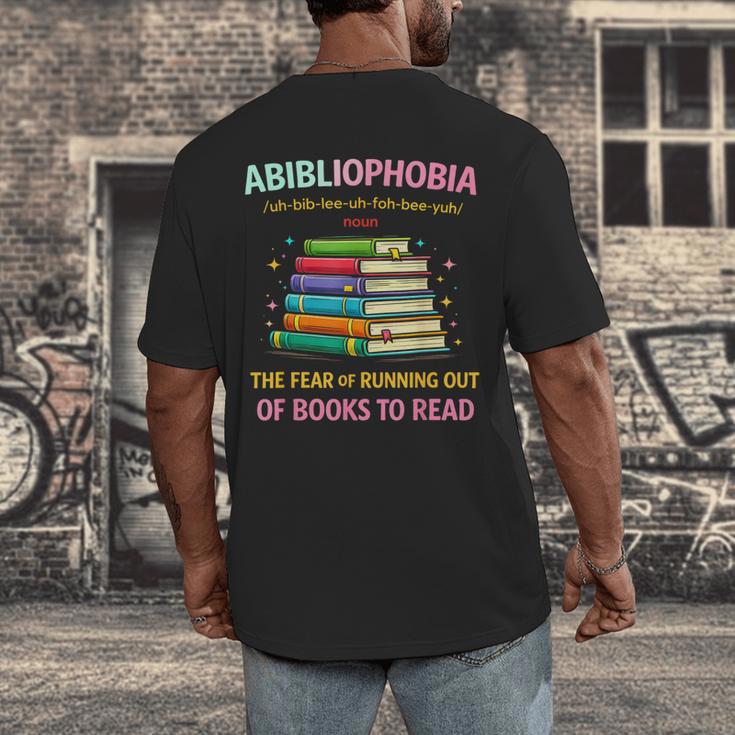 Abibliophobia Book Lovers Graphic Men's Back Print T-Shirt