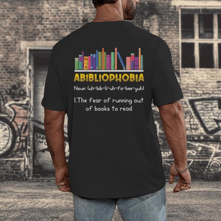 Abibliophobia Fear Of Running Out Of Books Read Book Men's Back Print T-Shirt