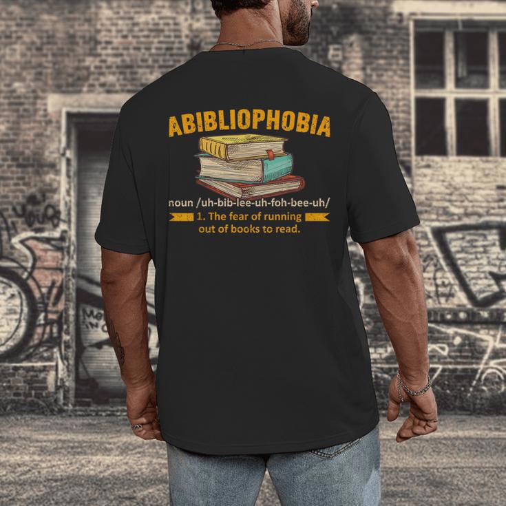 Abibliophobia Perfect For Young Book Lover Bookworm Reader Men's Back Print T-Shirt Abibliophobia Perfect For Young Book Lover Bookworm Reader Men's Back Print T-Shirt