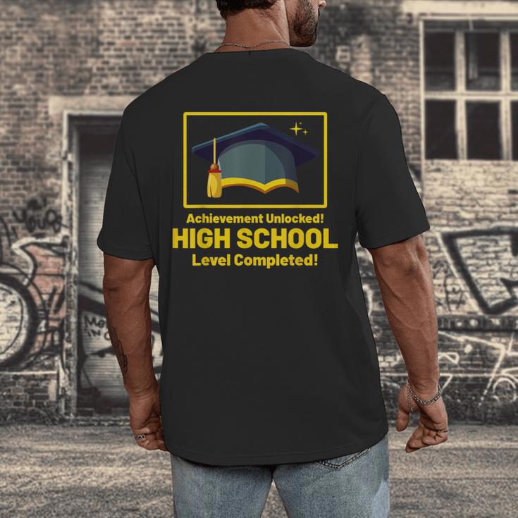 Achievement Unlocked High School Graduation Gamer Men's Back Print T-Shirt