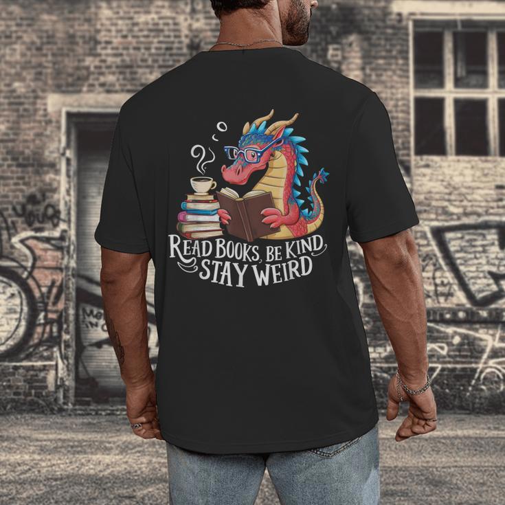 Adorable Book Lover Dragon Read Books Be Kind Stay Weird Men's Back Print T-Shirt Adorable Book Lover Dragon Read Books Be Kind Stay Weird Men's Back Print T-Shirt