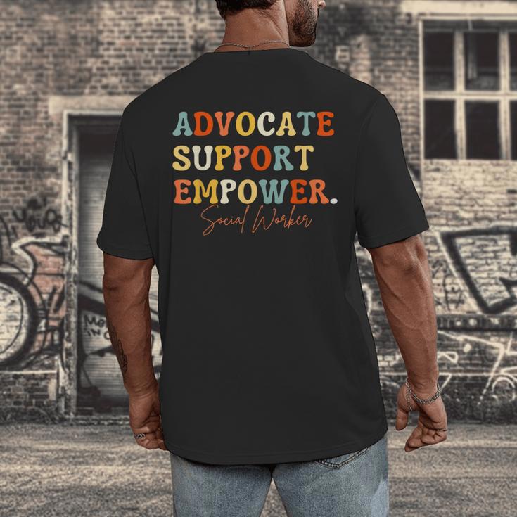 Advocate Support Empower Groovy Social Worker Graduation Men's Back Print T-Shirt