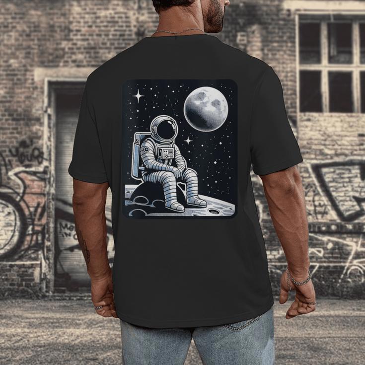 Aesthetic Spaceman Astronaut On The Moon Space Introvert Men's Back Print T-Shirt