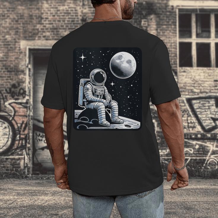 Aesthetic Spaceman Astronaut On The Moon Space Introvert Men's Back Print T-Shirt Aesthetic Spaceman Astronaut On The Moon Space Introvert Men's Back Print T-Shirt
