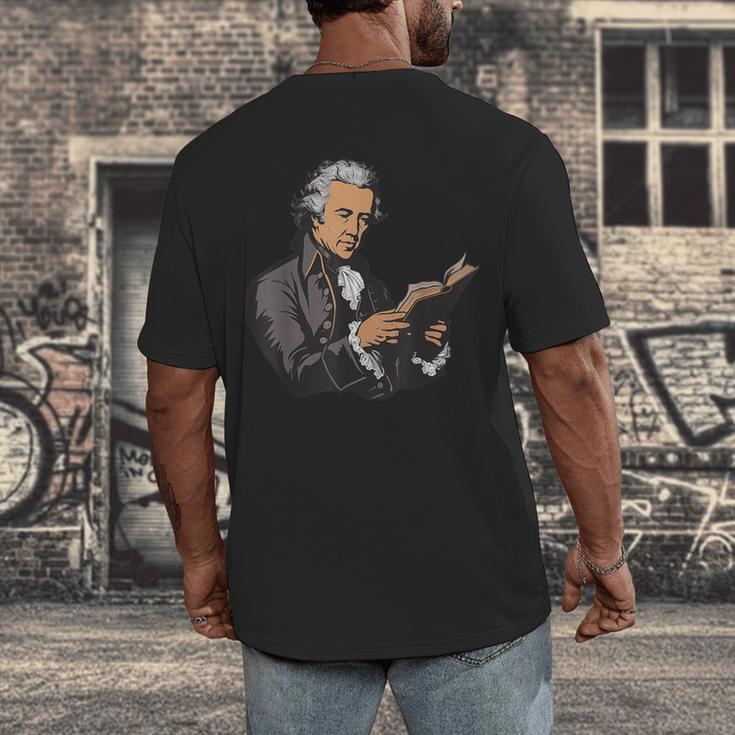 Alexander Hamilton Reading A Book Men's Back Print T-Shirt Alexander Hamilton Reading A Book Men's Back Print T-Shirt