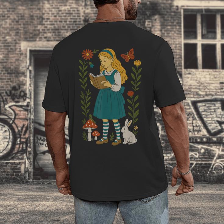 Alice In Wonderland Book Lover Lewis Carroll Rabbit Men's Back Print T-Shirt Alice In Wonderland Book Lover Lewis Carroll Rabbit Men's Back Print T-Shirt