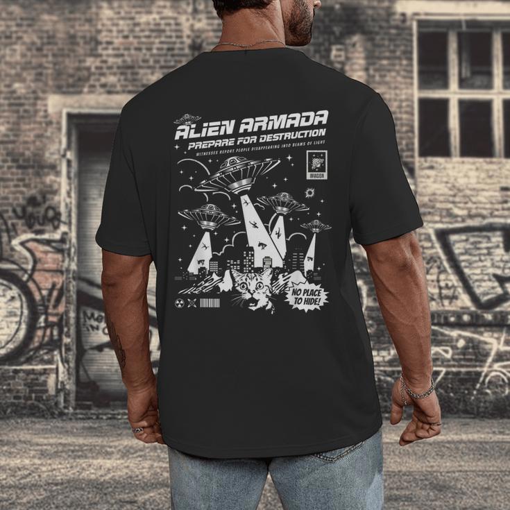 Alien Abduction UFO Lovers Comic Book Style Shirt Men's Back Print T-Shirt
