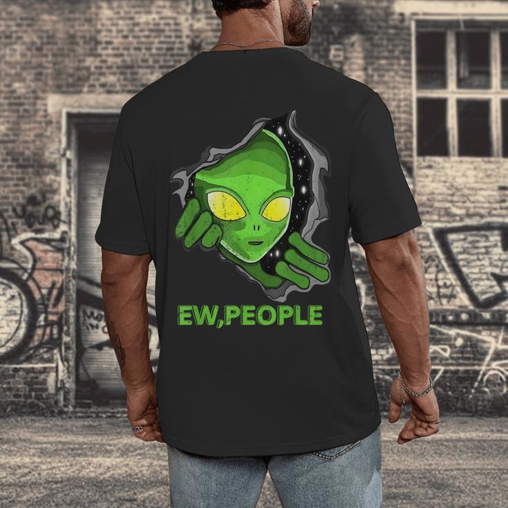 Alien Face Ew People UFO Introvert Meme Men Women Kids Men's Back Print T-Shirt
