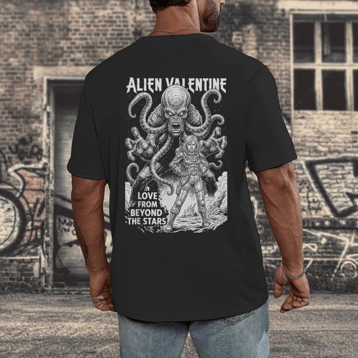 Alien Valentine Science Fiction Vintage Comic Book Men's Back Print T-Shirt