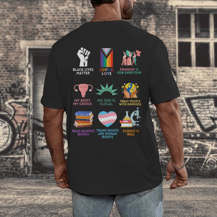 Ally Anti Trump Liberal BLM Love Is Love Banned Books Icons Men's Back Print T-Shirt
