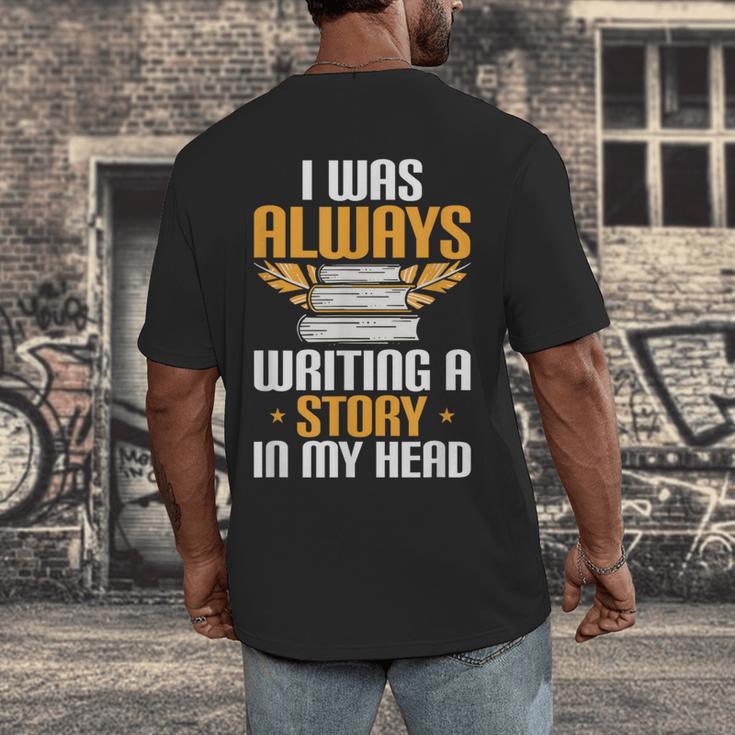 Always Writing A Story In My Head Book Writer Author Men's Back Print T-Shirt
