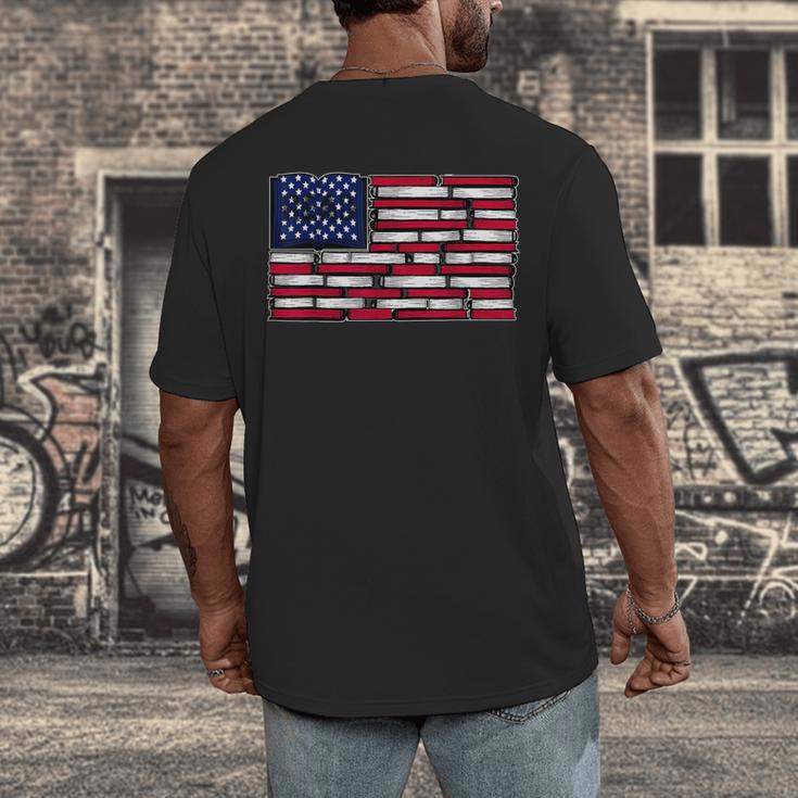 America US Flag Books Library Reading For Book Lover Reader Men's Back Print T-Shirt America US Flag Books Library Reading For Book Lover Reader Men's Back Print T-Shirt