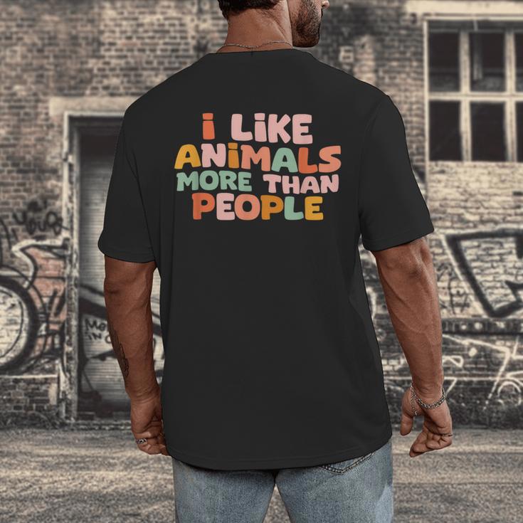 I Like Animals More Than People Sarcastic Introvert Men's Back Print T-Shirt