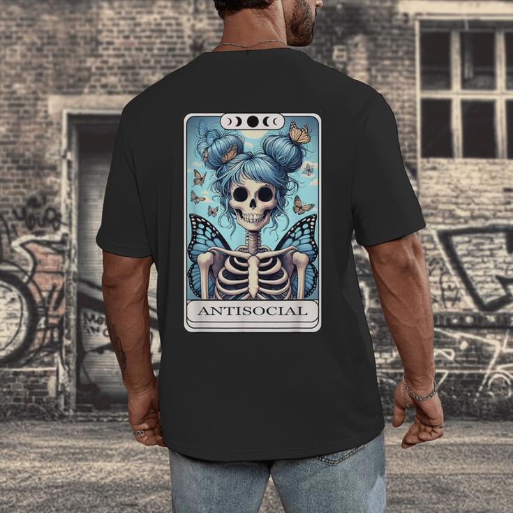 Antisocial Butterfly Tarot Card Introvert Women Stay Home Men's Back Print T-Shirt