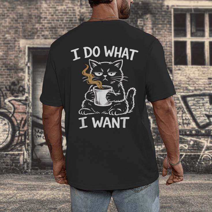 Antisocial Introvert Cat Coffee Sarcastic Attitudes Graphic Men's Back Print T-Shirt