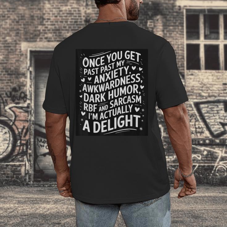Anxiety Awkward Dark Humor Quote Introverts Sarcastic Men's Back Print T-Shirt