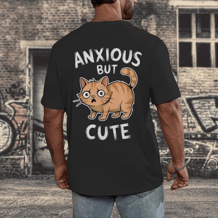 Anxious But Cute Anxiety Meme Cat Lover Introvert For Men Women Men's Back Print T-Shirt Anxious But Cute Anxiety Meme Cat Lover Introvert For Men Women Men's Back Print T-Shirt