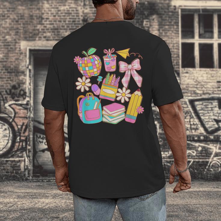 Apple Disco Pencil Books Bow Teacher Student Back To School Men's Back Print T-Shirt Apple Disco Pencil Books Bow Teacher Student Back To School Men's Back Print T-Shirt