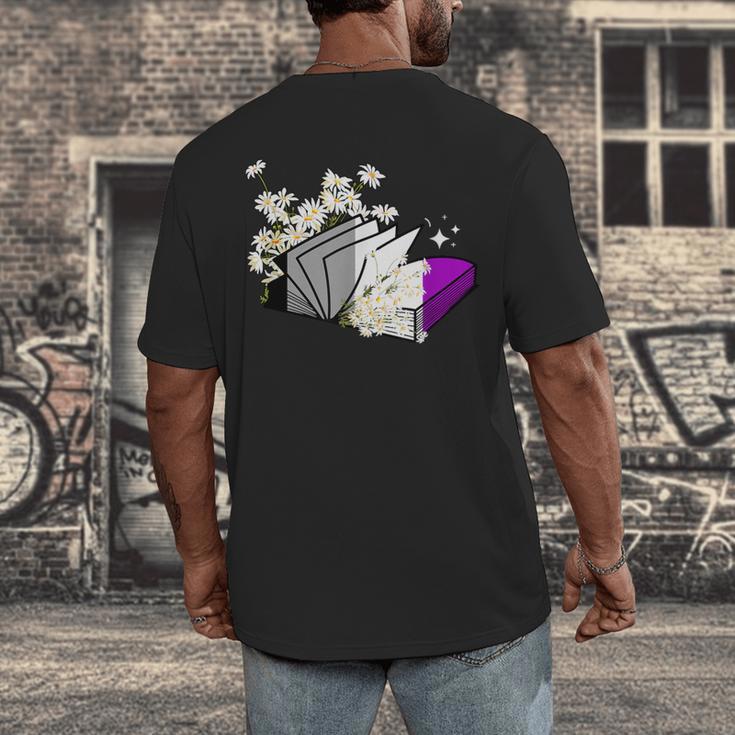 Asexual Book Lover LGBT Reading Pride Ace Flag Daisy Men's Back Print T-Shirt