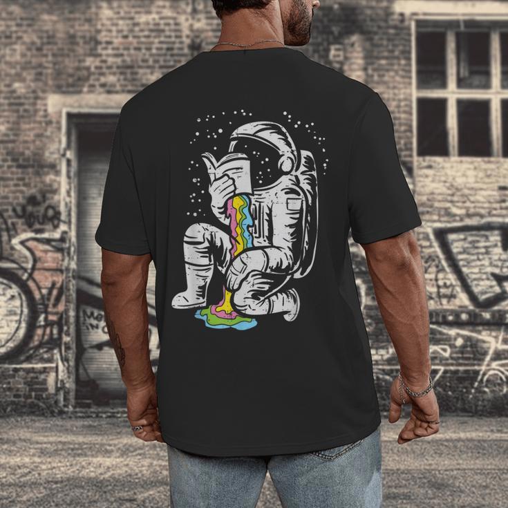 Astronaut Reading Book Space Galaxy Bookworm Men Women Kids Men's Back Print T-Shirt