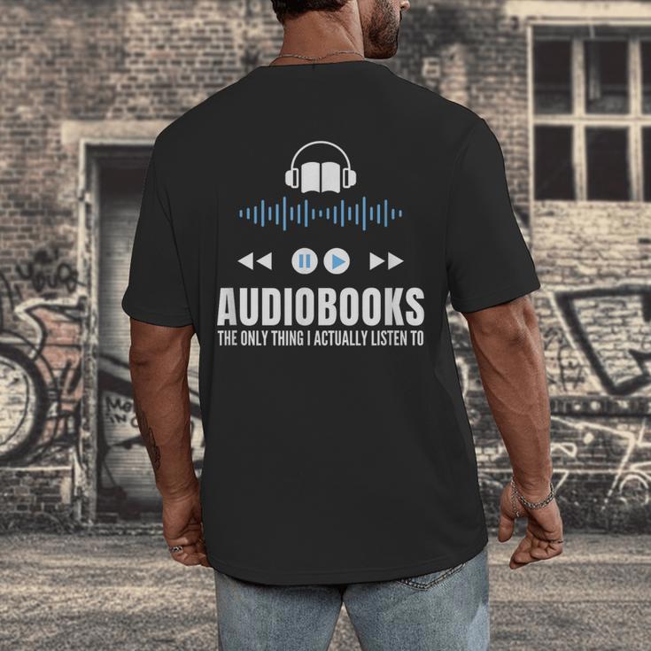 Audiobooks Listener Book Reading Lover Fun Men's Back Print T-Shirt Audiobooks Listener Book Reading Lover Fun Men's Back Print T-Shirt