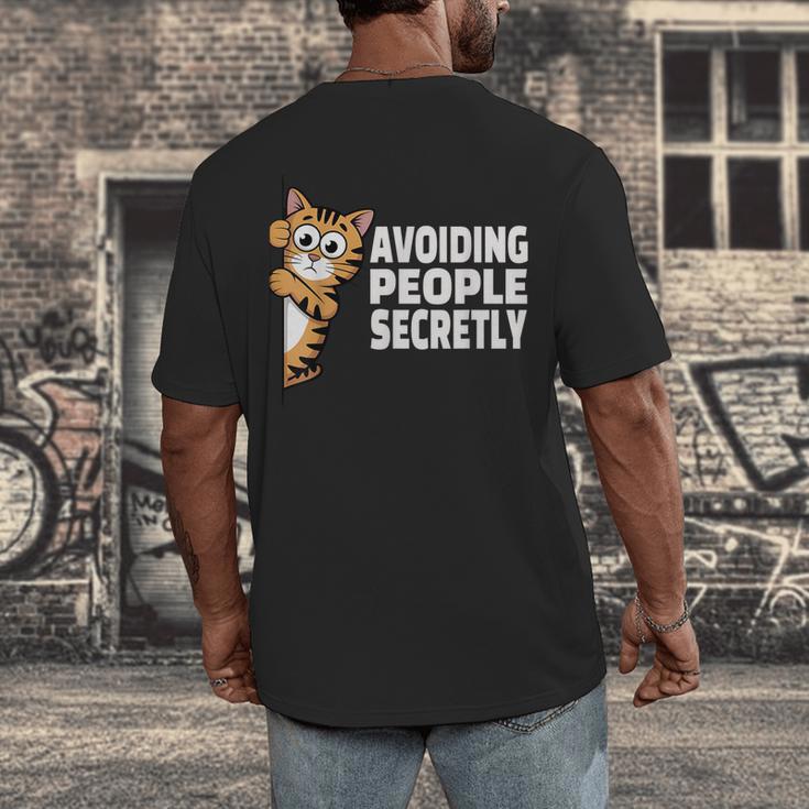 Avoiding People Secretly Cat Introvert Humor Men's Back Print T-Shirt Avoiding People Secretly Cat Introvert Humor Men's Back Print T-Shirt