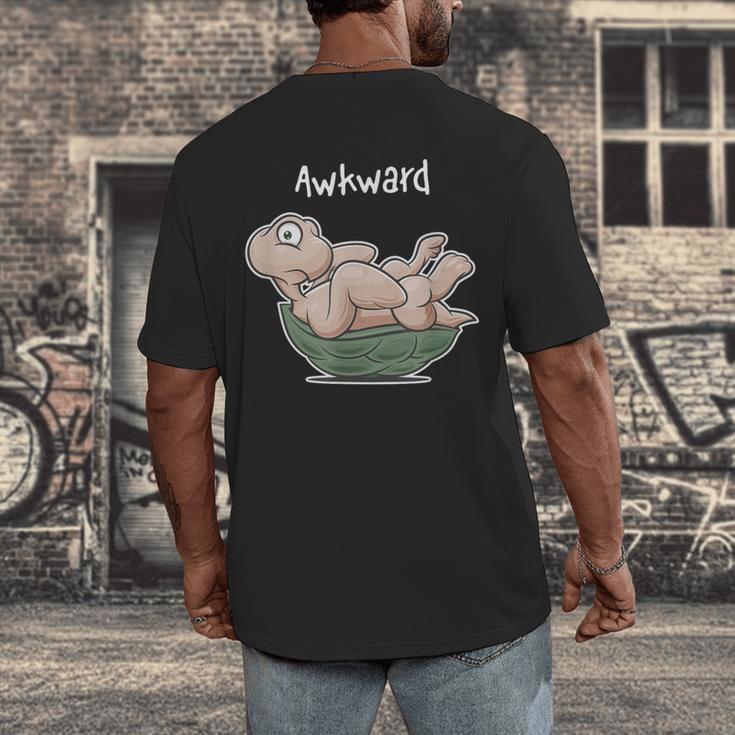 Awkward Turtle Upside Down Witty Comical Introvert Men's Back Print T-Shirt Awkward Turtle Upside Down Witty Comical Introvert Men's Back Print T-Shirt