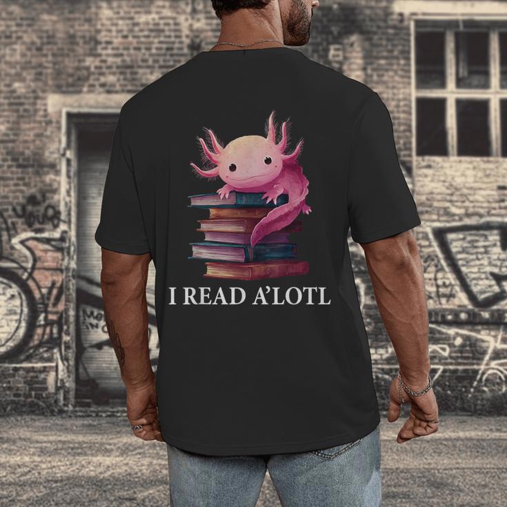 Axolotl Book Lover Librarian Reading Library Readers Men's Back Print T-Shirt