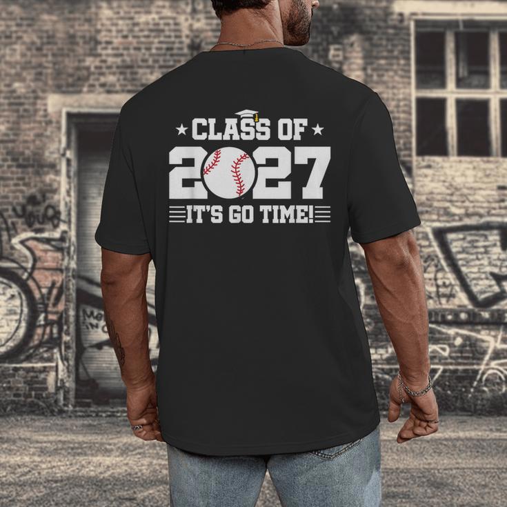 Back To School 2027 Baseball 2027 Graduation Class Of 2027 Men's Back Print T-Shirt