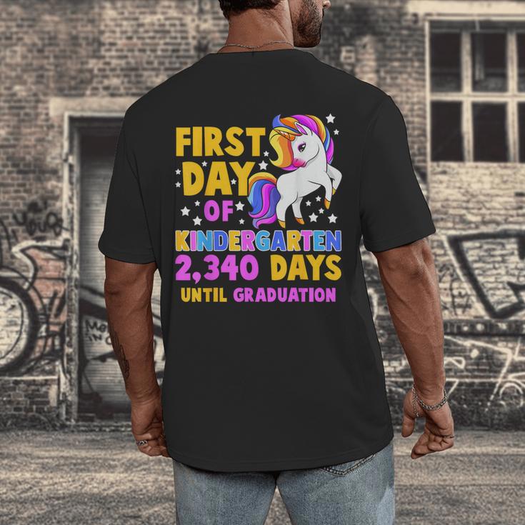 Back To School First Day Of Kindergarten Graduation Unicorn Men's Back Print T-Shirt