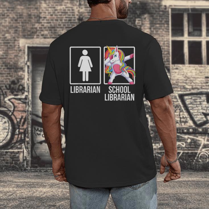 Back To School Library Unicorn Book Lover School Librarian Men's Back Print T-Shirt