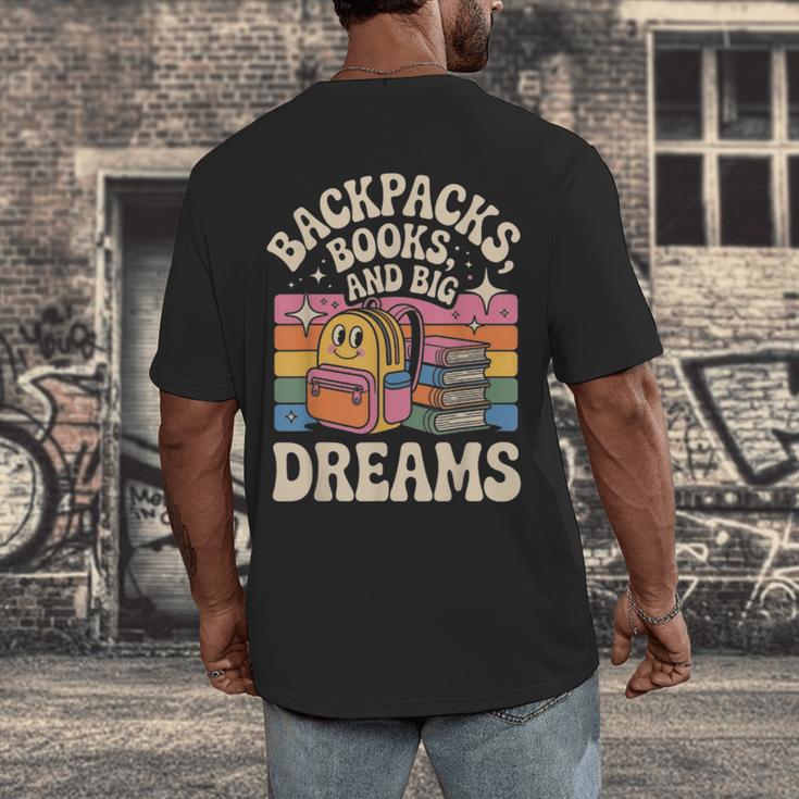Backpacks Books And Big Dreams Cute Back To School Men's Back Print T-Shirt